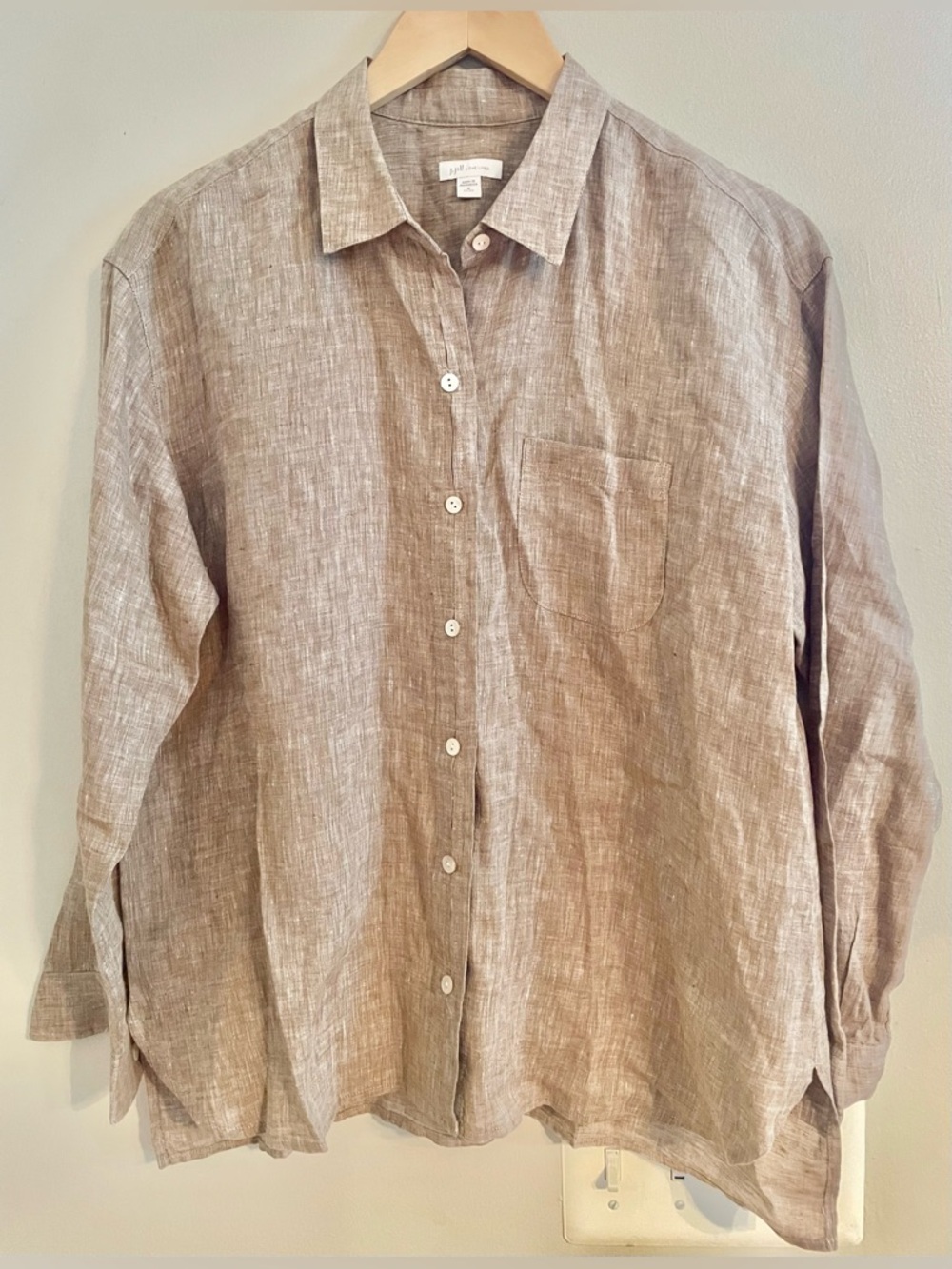 J. Jill Love Linen Essential Shirt Brown Button Down Top Women’s Sz M- Like New